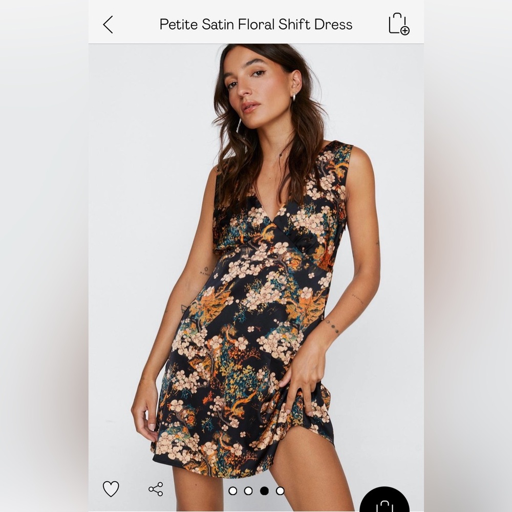 Nasty Gal Petite Satin Floral Mini Dress